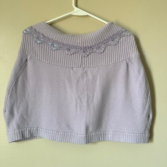 Vintage Knit Capelet Womens MEDIUM Sequin Lace Boho Cottagecore Retro Wedding - Picture 8 of 8